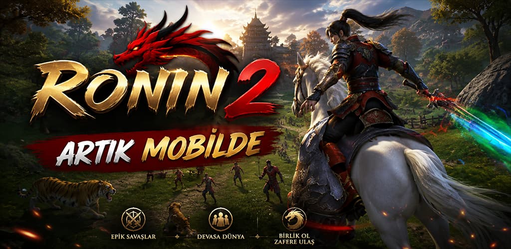 Ronin2 Nefertiti mobil sürüm tanıtımı — atlı karakter ve Artık Mobilde yazısı